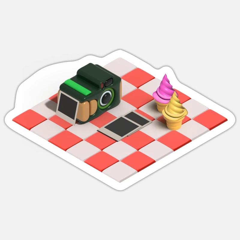 Kamera und Eiscreme Sticker Größe S (10 x 10 cm)