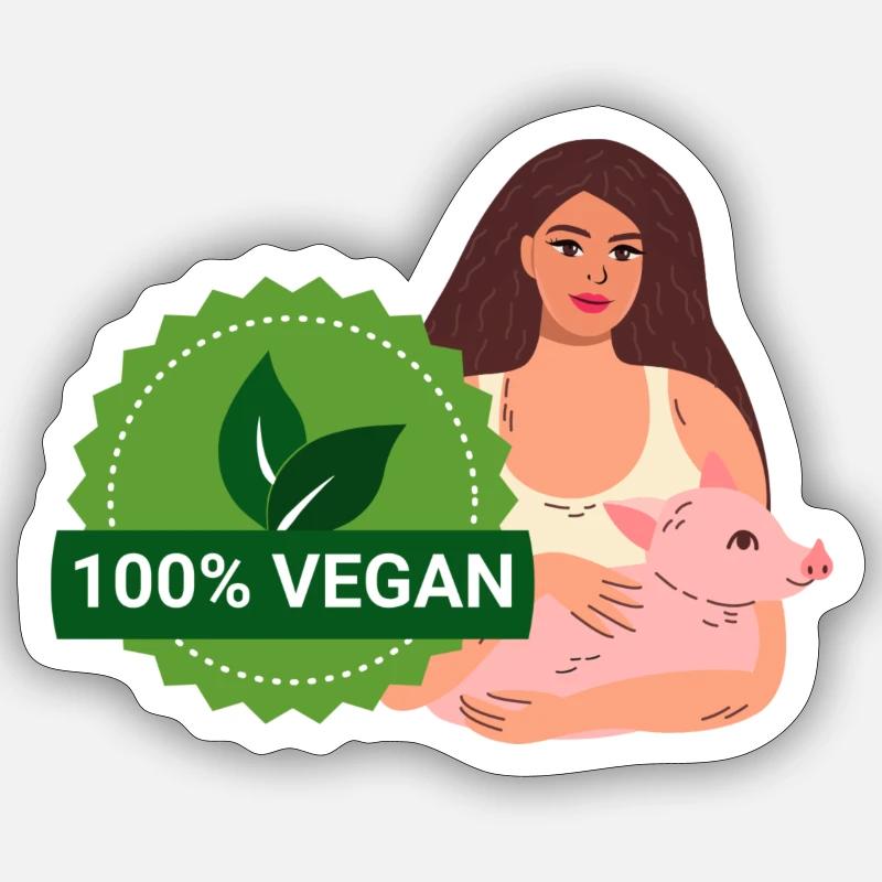 100% vegan - Sticker size S (10 x 10 cm) - white matte