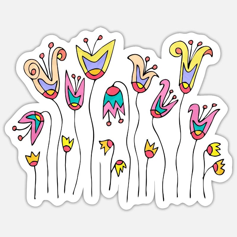 Fleur - Sticker taille S (10 x 10 cm) - blanc mat