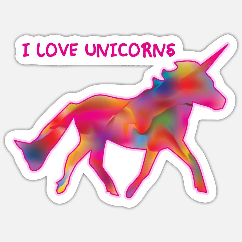 Ich liebe hübsche Einhörner - Sticker Größe S (10 x 10 cm) - Mattweiß