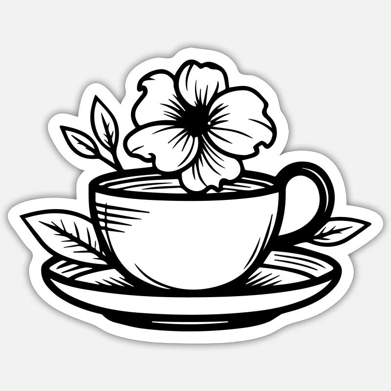 Cuppa - Sticker Größe S (10 x 10 cm) - Mattweiß