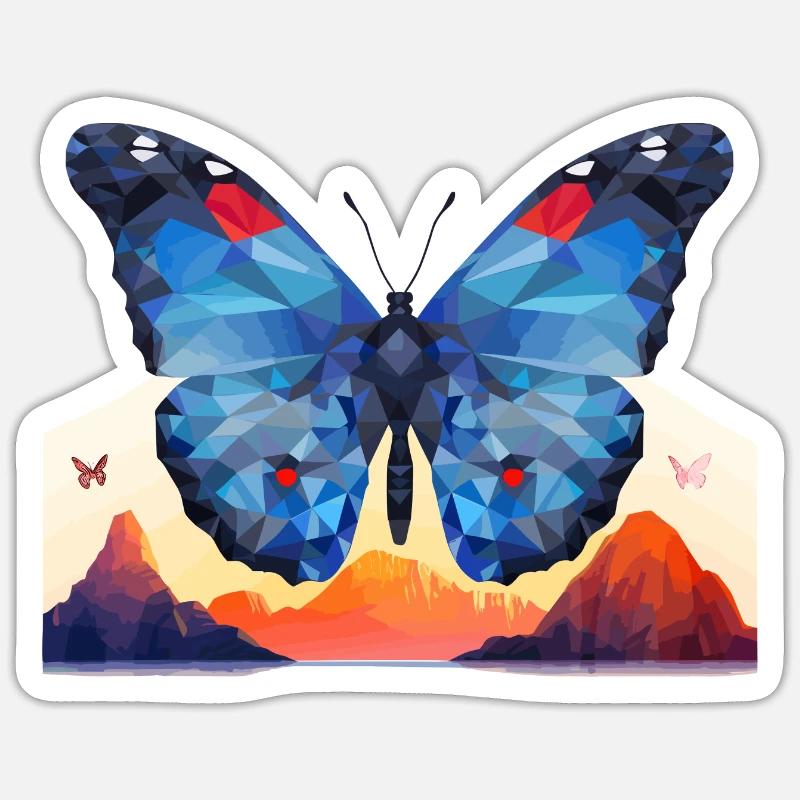 Morpho Papillon Bleu - Sticker taille S (10 x 10 cm) - blanc mat
