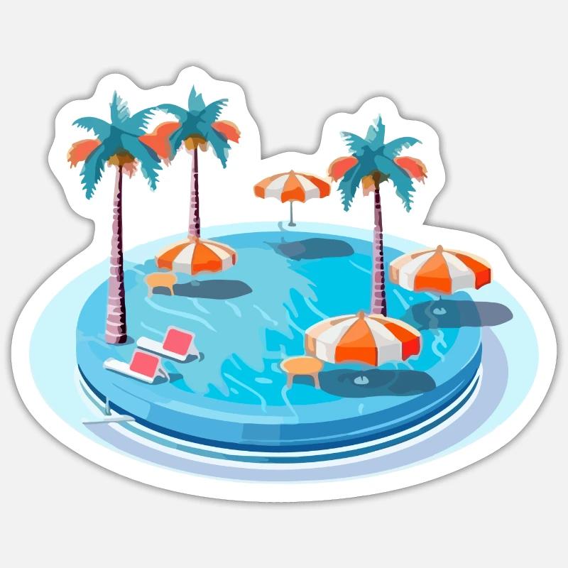 Ein Traumpool - Sticker Größe S (10 x 10 cm) - Mattweiß