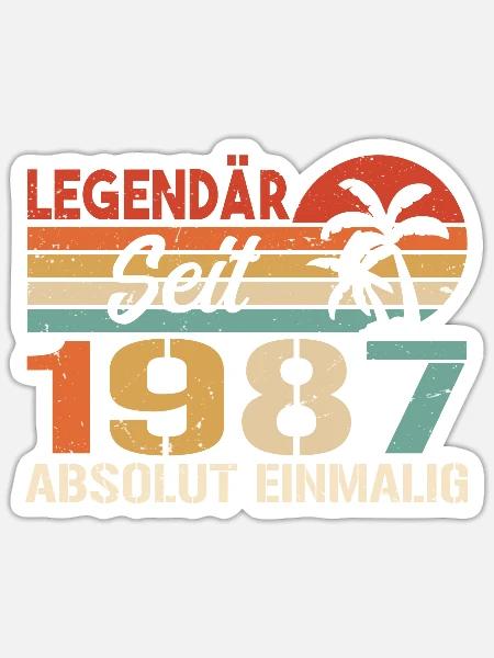 Original 1987 Jahrgang Vintage Geburtstag 1987 - Sticker Größe S (10 x 10 cm) - Mattweiß