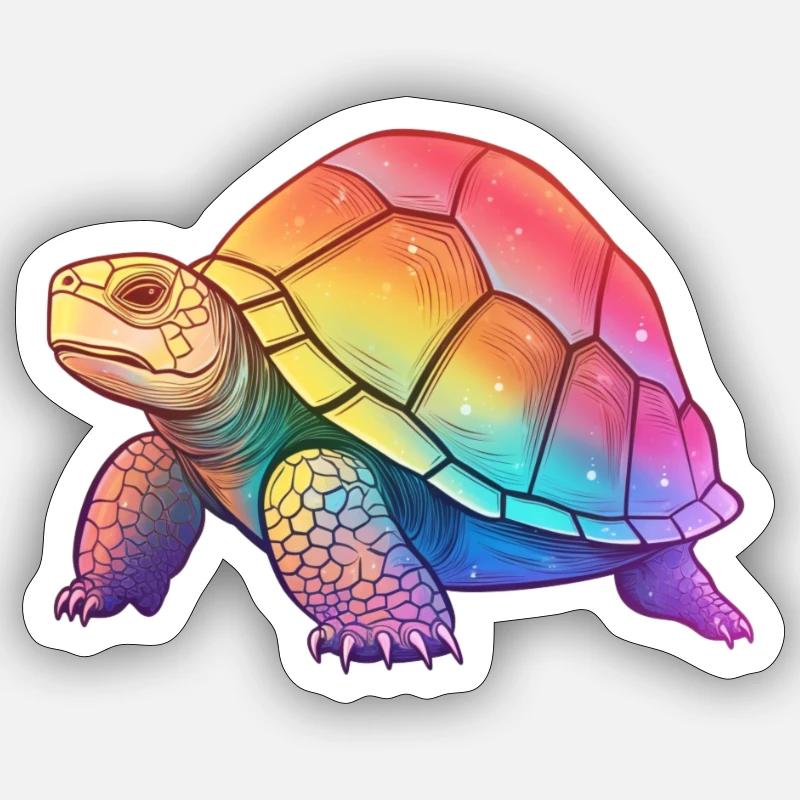Pride Schildkröte - Sticker Größe S (10 x 10 cm) - Mattweiß