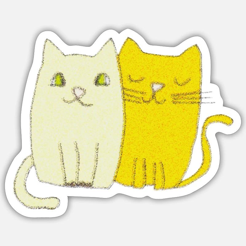 Impressionnisme de chat - Sticker taille S (10 x 10 cm) - blanc mat