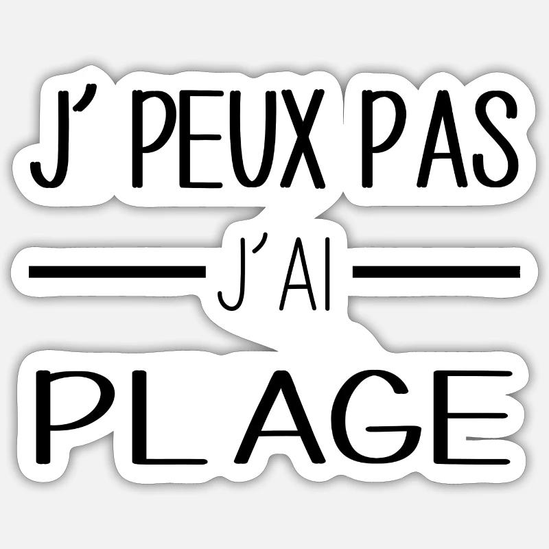 Plage - Sticker taille S (10 x 10 cm) - blanc mat