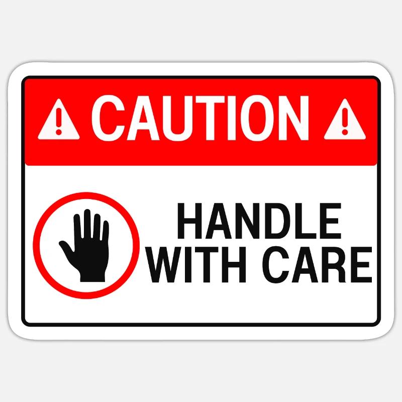 Caution : handle with care - Sticker taille S (10 x 10 cm) - blanc mat