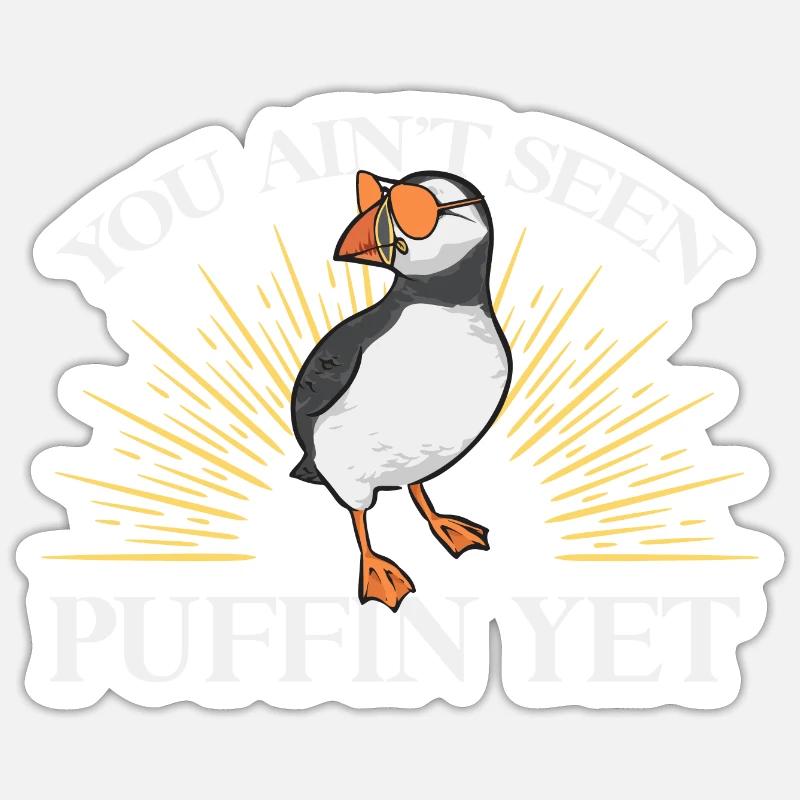 macareux macareux moines oiseaux Lunde - Sticker taille S (10 x 10 cm) - blanc mat