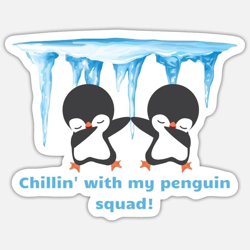 Penguine Squad - Sticker taille S (10 x 10 cm) - blanc mat