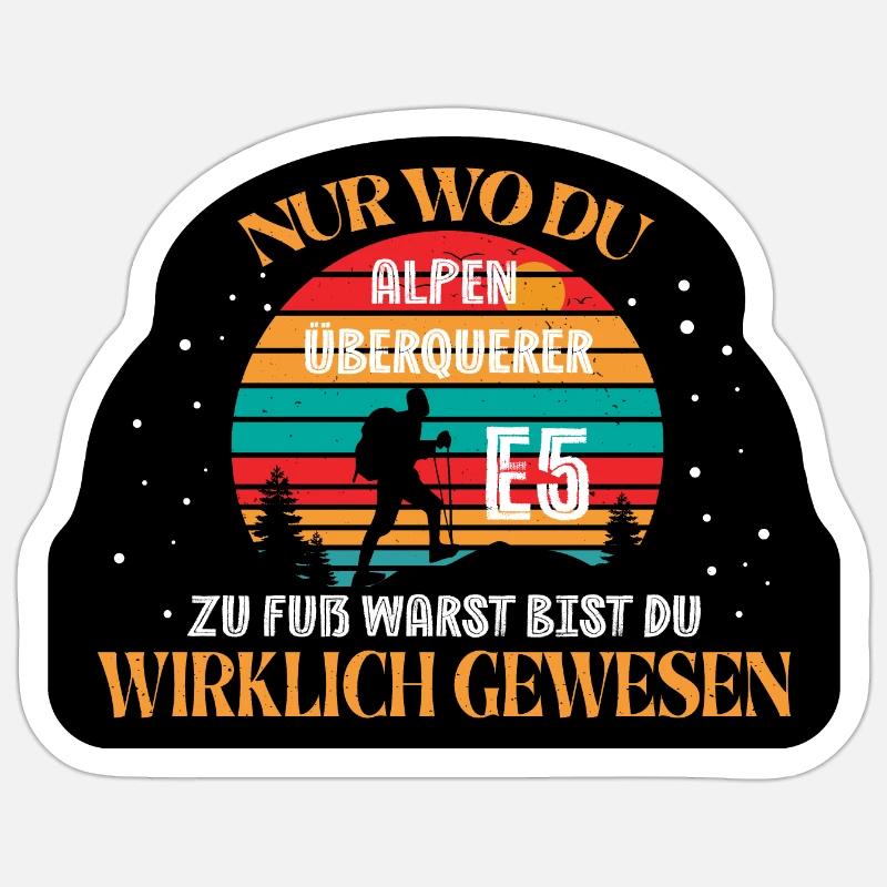 E5 - Alpenüberquerung - Männer Sticker Größe S (10 x 10 cm)