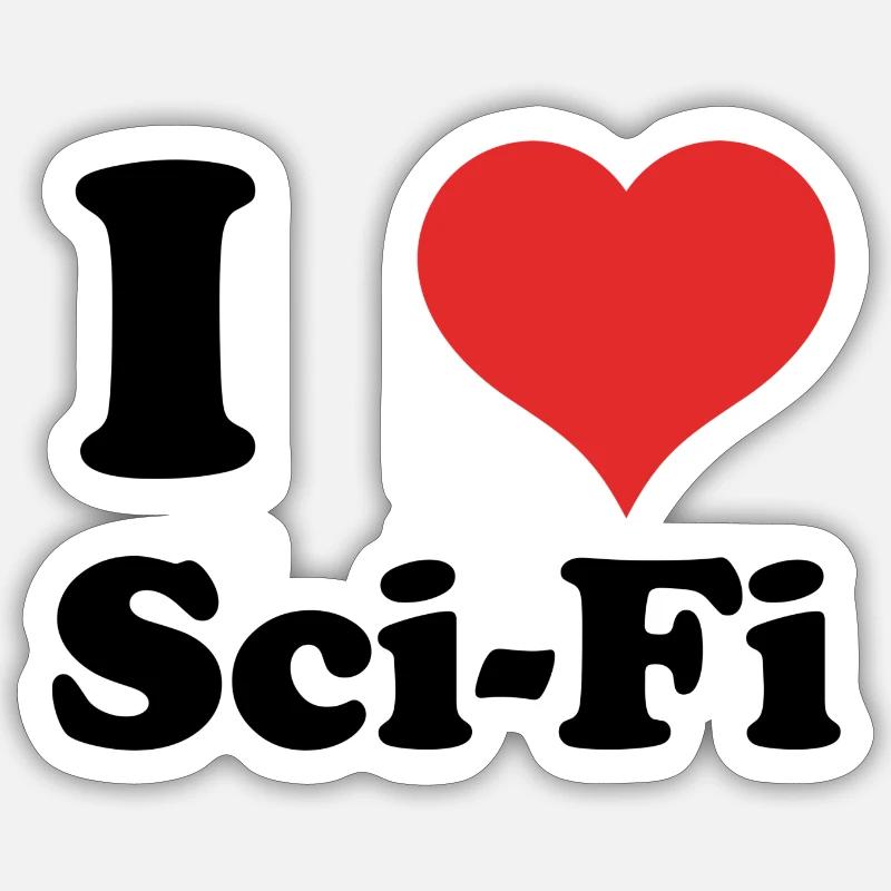 i love Sci-Fi - Sticker Größe S (10 x 10 cm) - Mattweiß