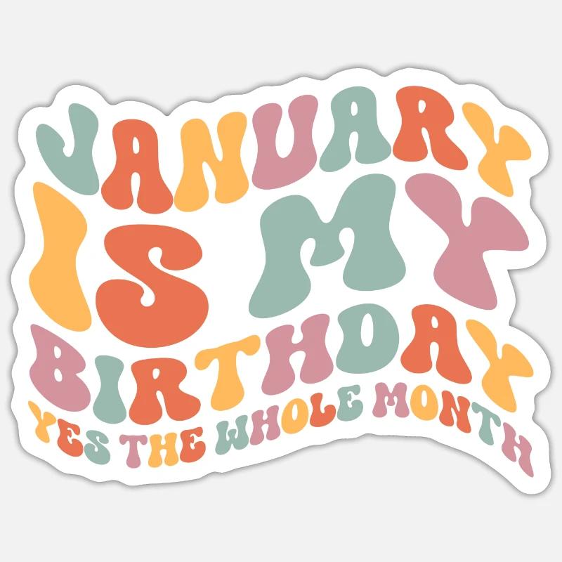 Anniversaire de janvier - Sticker taille S (10 x 10 cm) - blanc mat