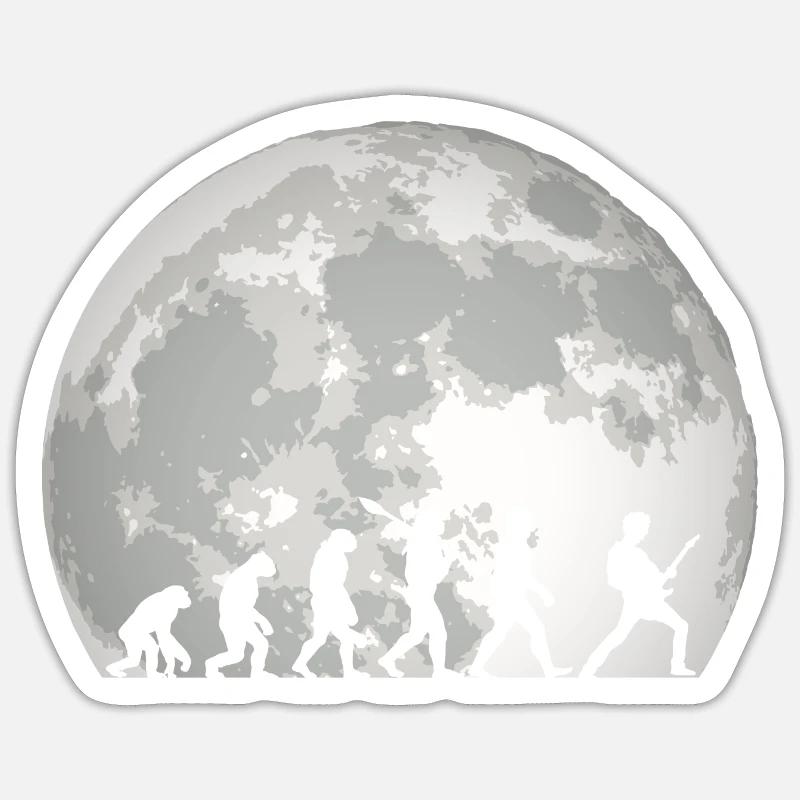 Human Evolution Guitar Band Moon Vintage Guitarist Sticker size S (10 x 10 cm)