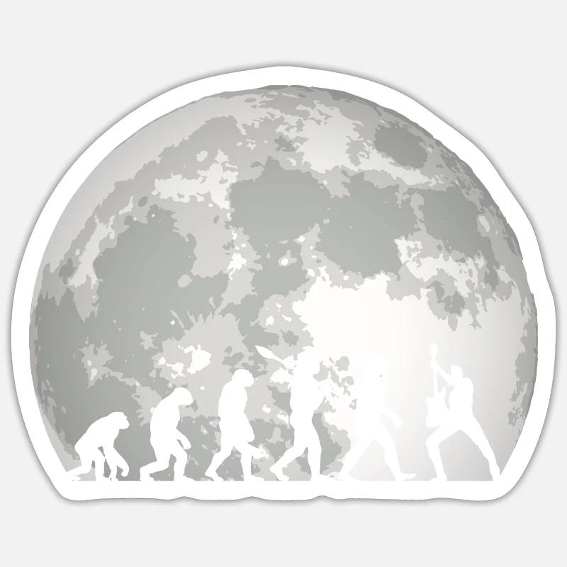 Human Evolution Guitar Band Moon Vintage Guitarist Sticker size S (10 x 10 cm)