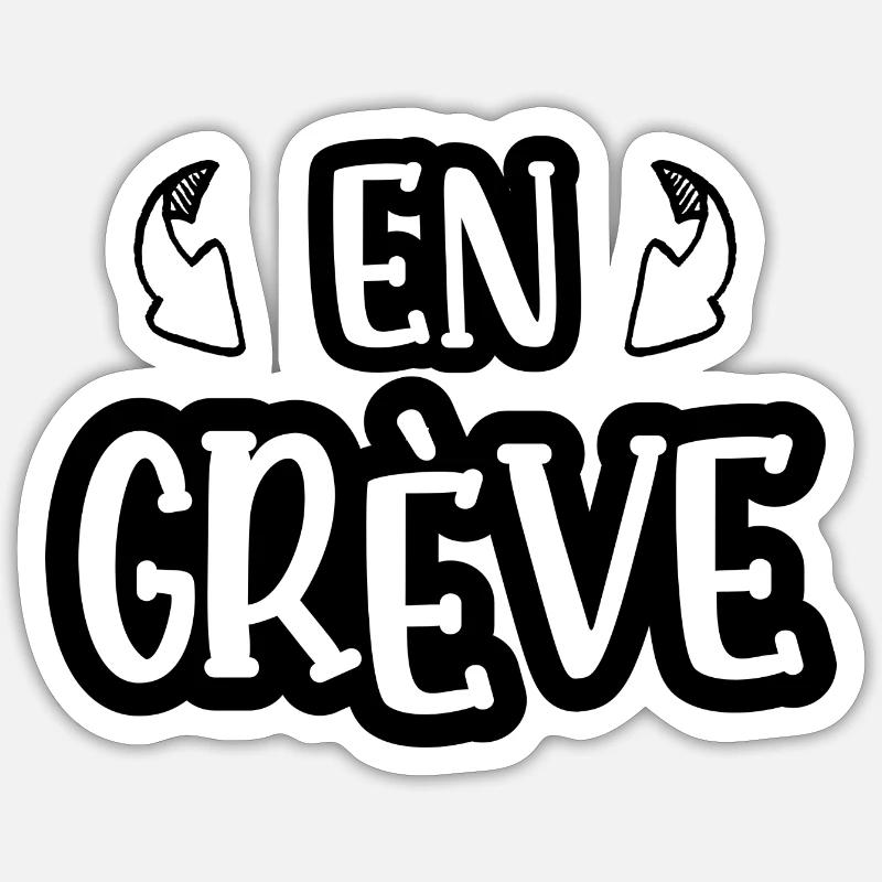 en grève - Sticker taille S (10 x 10 cm) - blanc mat