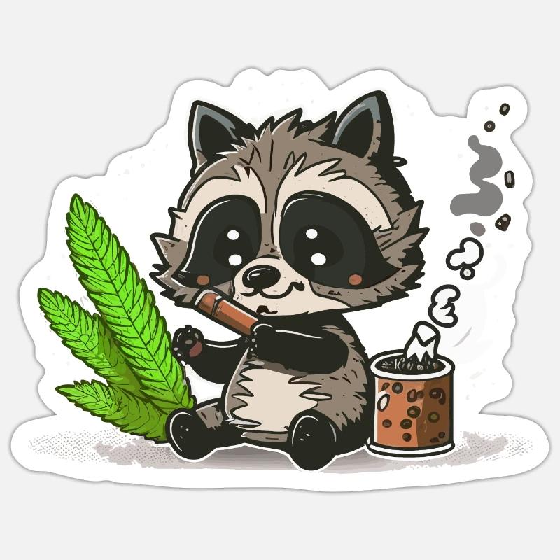 Gemeinsamer rollender Waschbär - Sticker Größe S (10 x 10 cm) - Mattweiß
