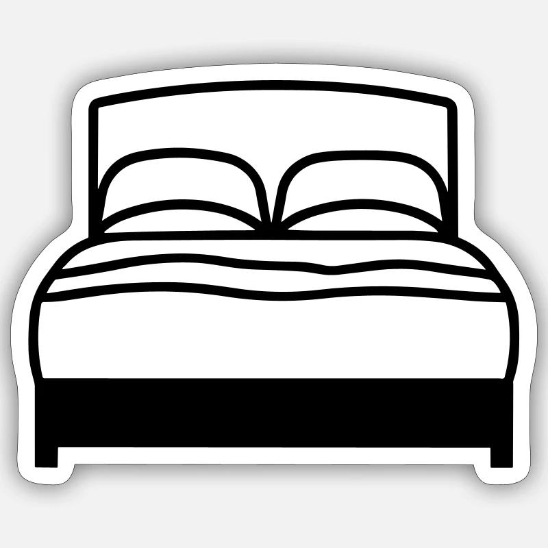 Bett - Sticker Größe S (10 x 10 cm) - Mattweiß