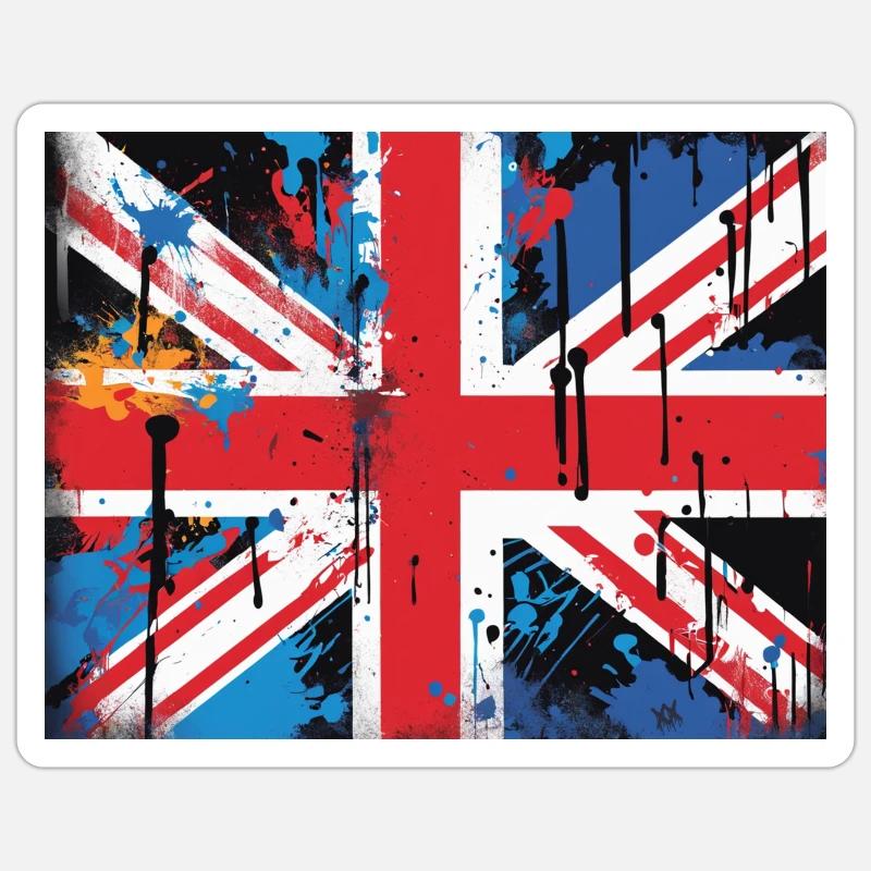 British Flag Graffiti Art - Sticker size S (10 x 10 cm) - white matte