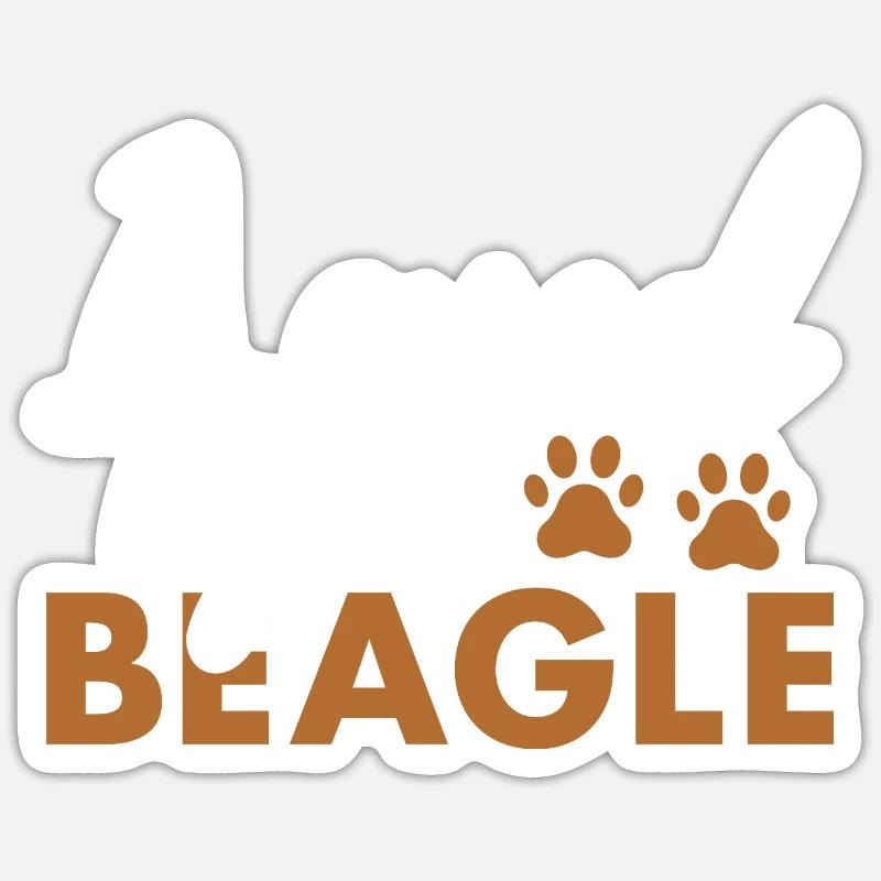 Aimé par un beagle - Sticker taille S (10 x 10 cm) - blanc mat