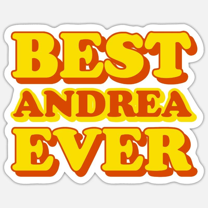 Andrea Prénom Drôle de cadeau - Sticker taille S (10 x 10 cm) - blanc mat