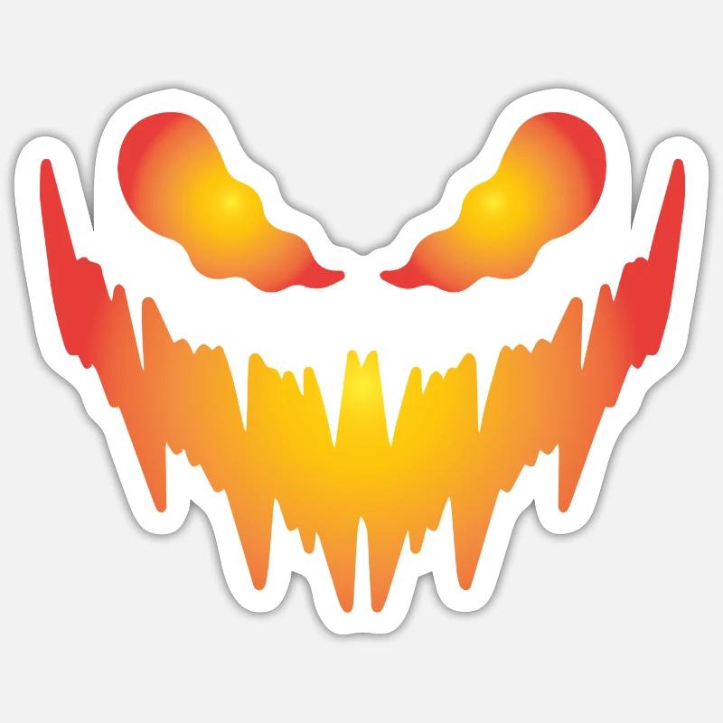Fiery Pumpkin Face - Sticker size S (10 x 10 cm) - white matte