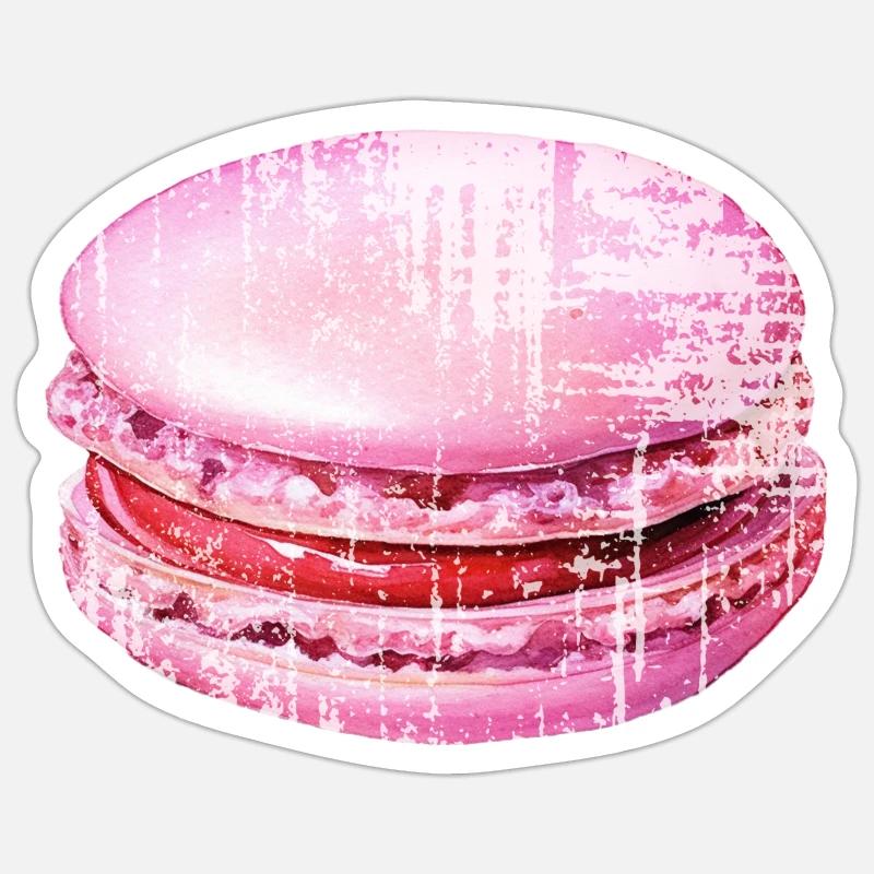 Macaron rose - Sticker taille S (10 x 10 cm) - blanc mat