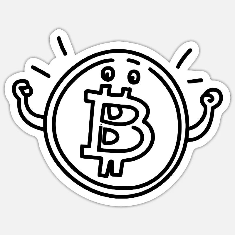 Bitcoin Cartoon - Sticker taille S (10 x 10 cm) - blanc mat