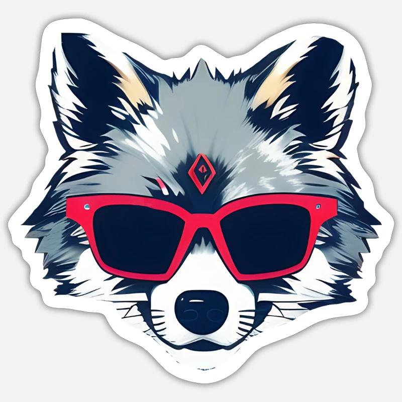 lustiger Wolf - Sticker Größe S (10 x 10 cm) - Mattweiß