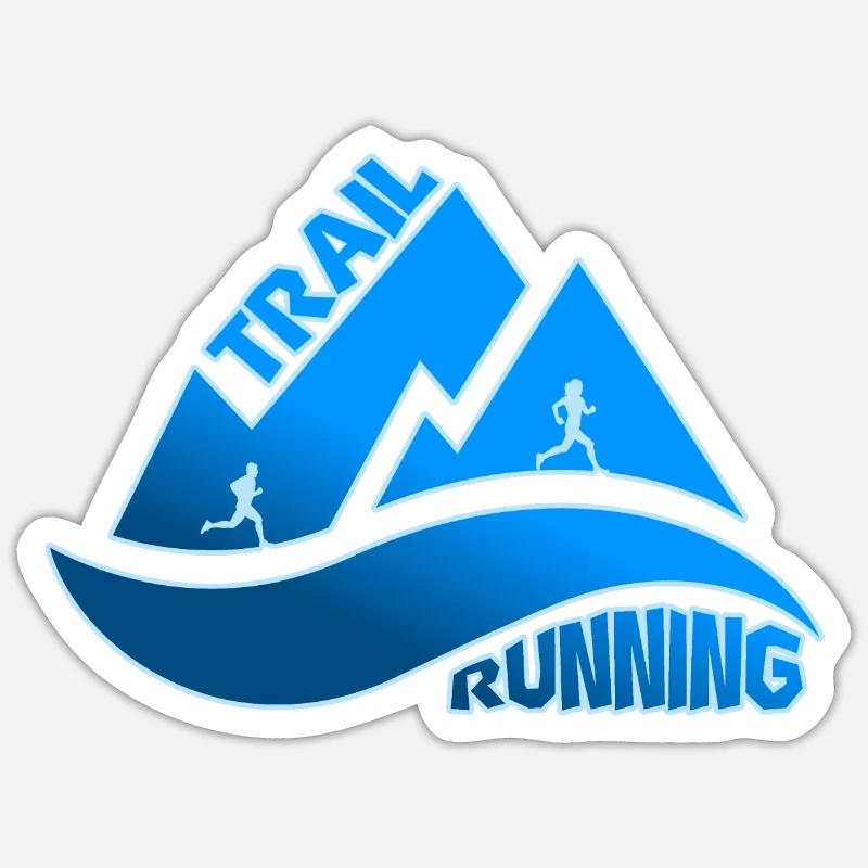 Trail Running Berge Mann Frau - Sticker Größe S (10 x 10 cm) - Mattweiß