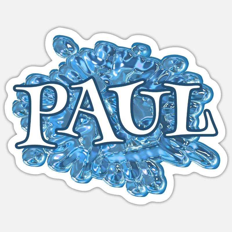 Wassertropfen Name Paul - Sticker Größe S (10 x 10 cm) - Mattweiß