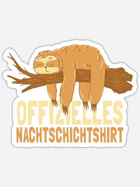 Offizielles Nachtschichtshirt Faultier - Sticker Größe S (10 x 10 cm) - Mattweiß