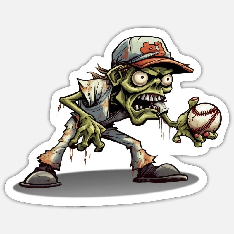 Zombie Baseball - Sticker taille S (10 x 10 cm) - blanc mat