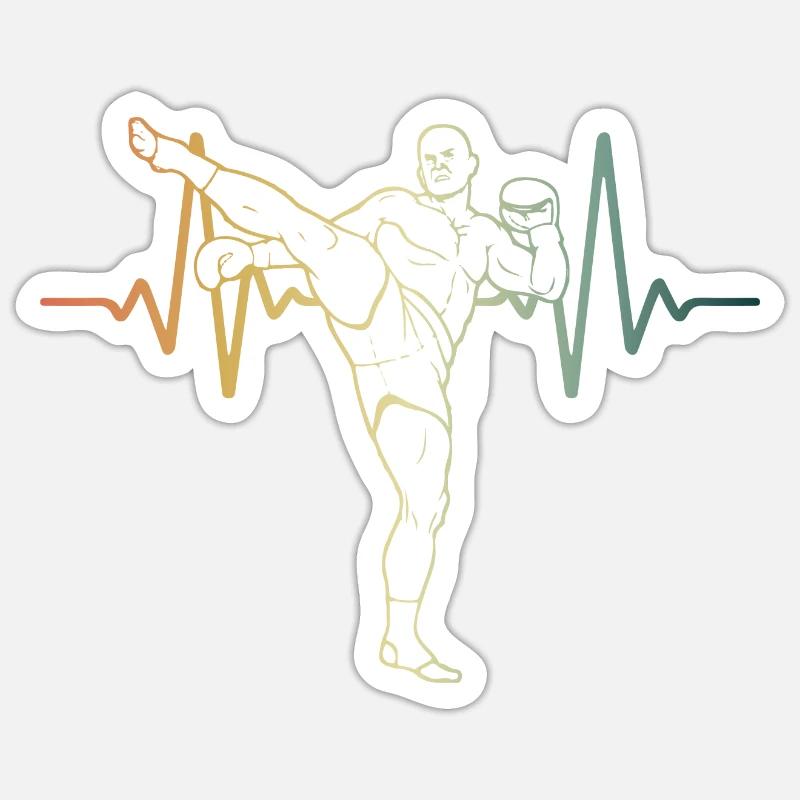 Kickboxing Heartbeat ECG Pulse - Sticker taille S (10 x 10 cm) - blanc mat