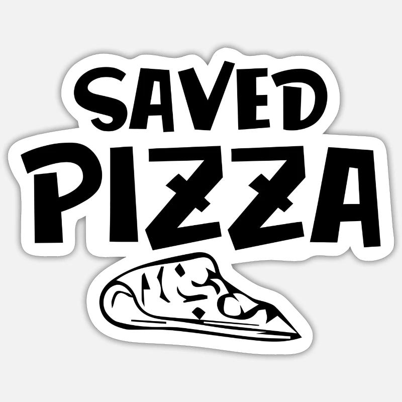 Saved Pizza Männer Bio - Sticker Größe S (10 x 10 cm) - Mattweiß