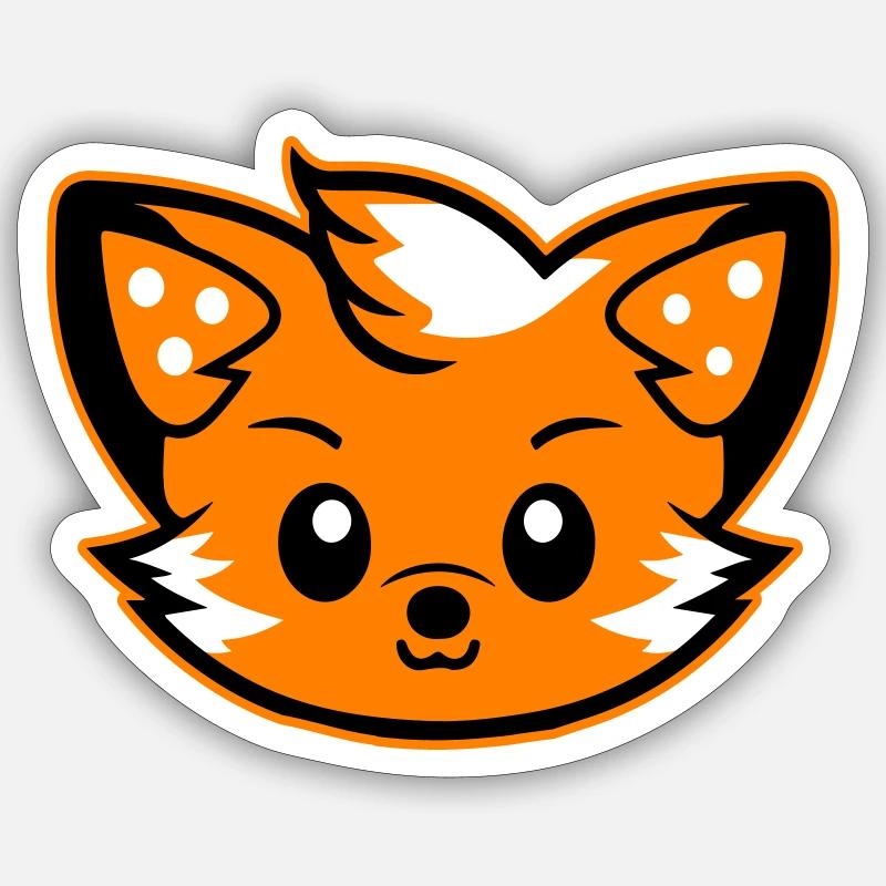 Fuchs Kopf Comic Niedlich - Sticker Größe S (10 x 10 cm) - Mattweiß