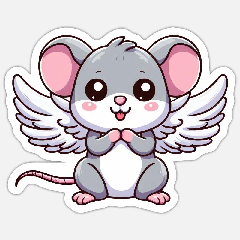 Ailes d’ange de souris - Sticker taille S (10 x 10 cm) - blanc mat