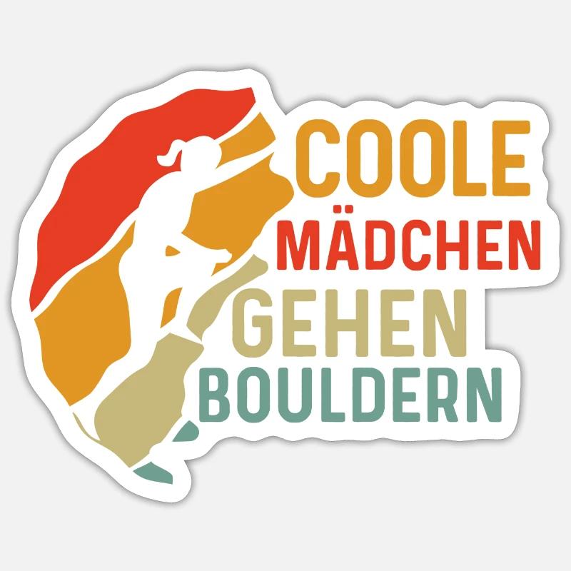Coole Mädchen Gehen Bouldern Klettern Boulder - Sticker Größe S (10 x 10 cm) - Mattweiß