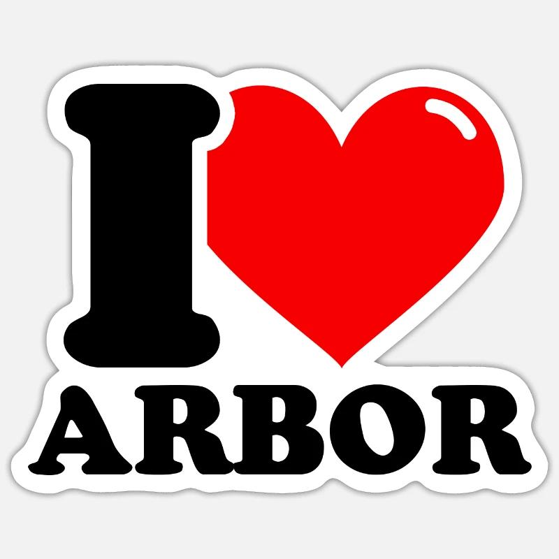 J’aime arbor Prénom - Sticker taille S (10 x 10 cm) - blanc mat