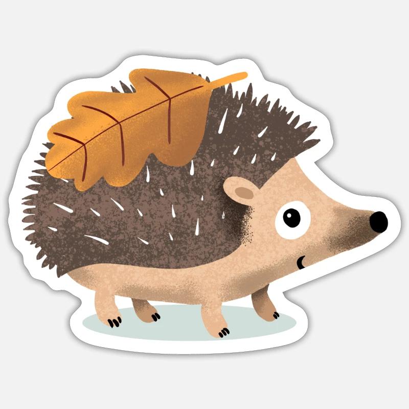 HerbstIgel mit Eichenblatt Sticker Größe S (10 x 10 cm)