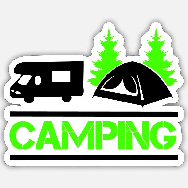 Camping 01 - Sticker taille S (10 x 10 cm) - blanc mat