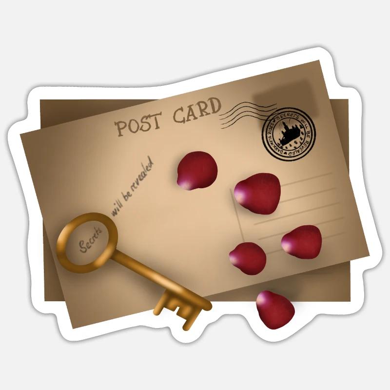 Post Card: Secrets will be released - Sticker Größe S (10 x 10 cm) - Mattweiß