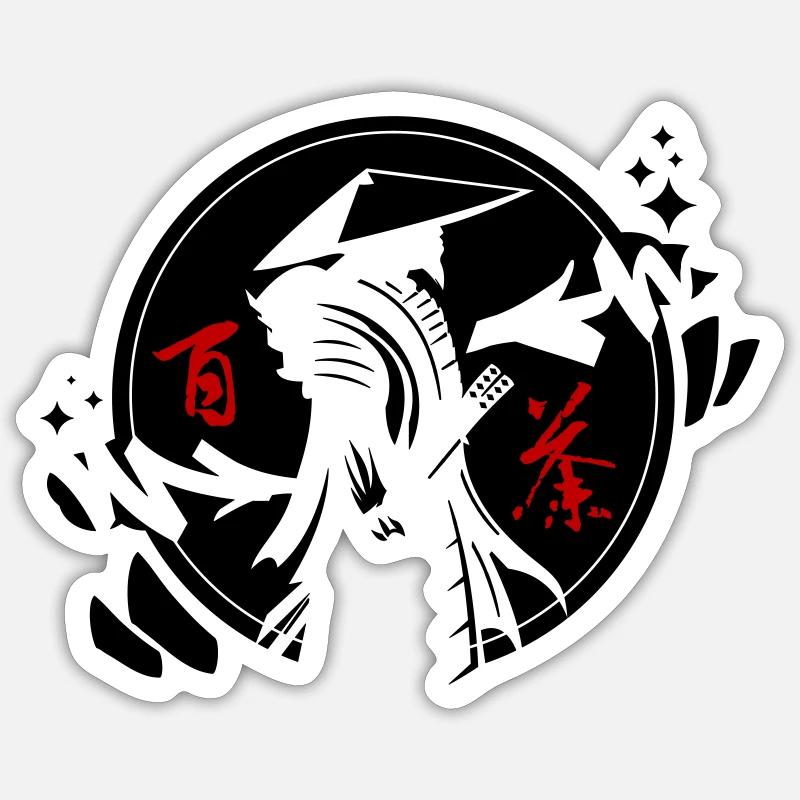 Samurai-Design mit chinesischen Tags Sticker Größe S (10 x 10 cm)