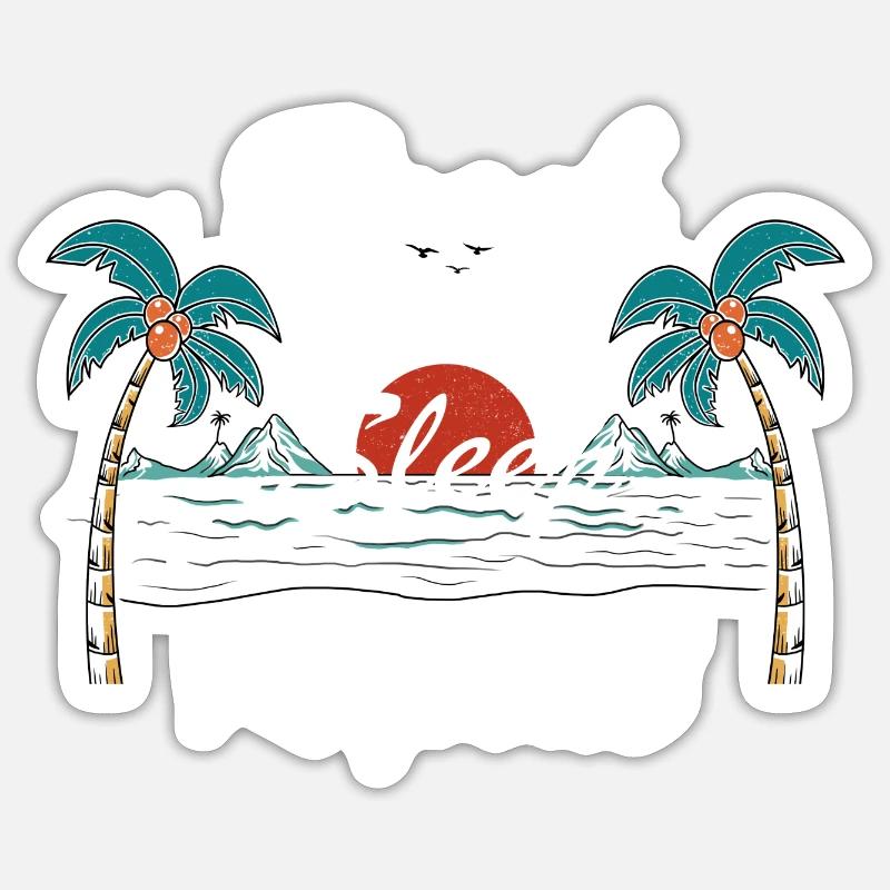 Beach Sleep Repeat5 Sticker taille S (10 x 10 cm)