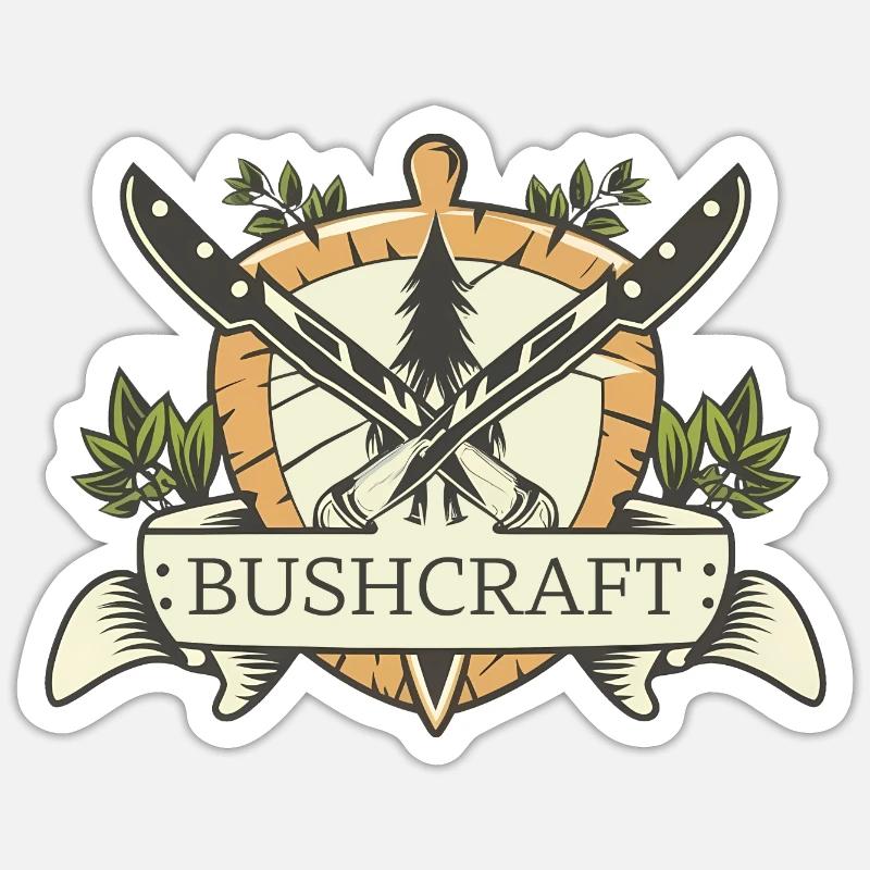 Bushcraft - Sticker Größe S (10 x 10 cm) - Mattweiß