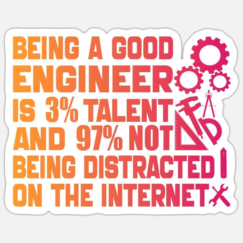 Funny Engineer Men Women Mechanical Engineering Sticker taille S (10 x 10 cm)