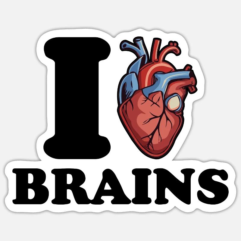 J’adore Brains - Sticker taille S (10 x 10 cm) - blanc mat
