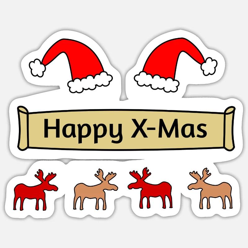Joyeux X Mas - Sticker taille S (10 x 10 cm) - blanc mat