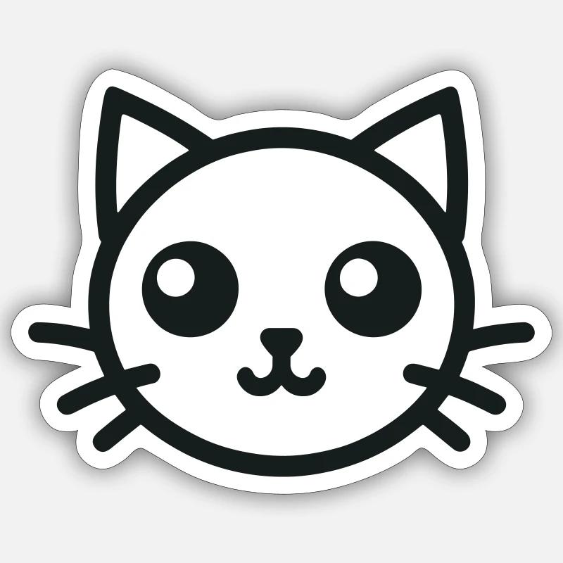 Tête de chat mignon Chat mignon - Sticker taille S (10 x 10 cm) - blanc mat