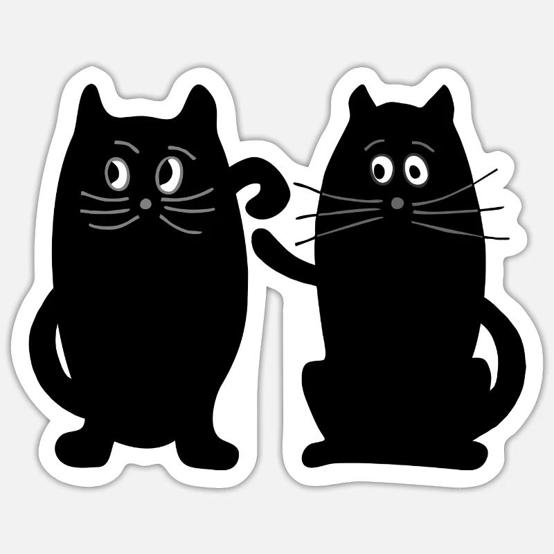 Chats - Sticker taille S (10 x 10 cm) - blanc mat
